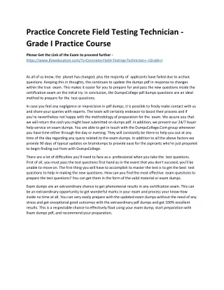practice concrete field testing technician grade