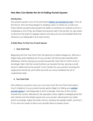 how men can master the art of folding pocket