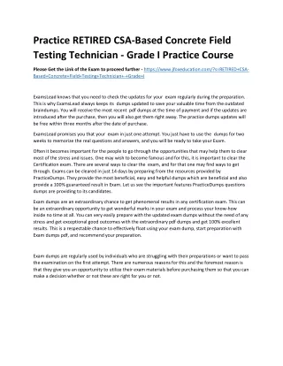 practice retired csa based concrete field testing