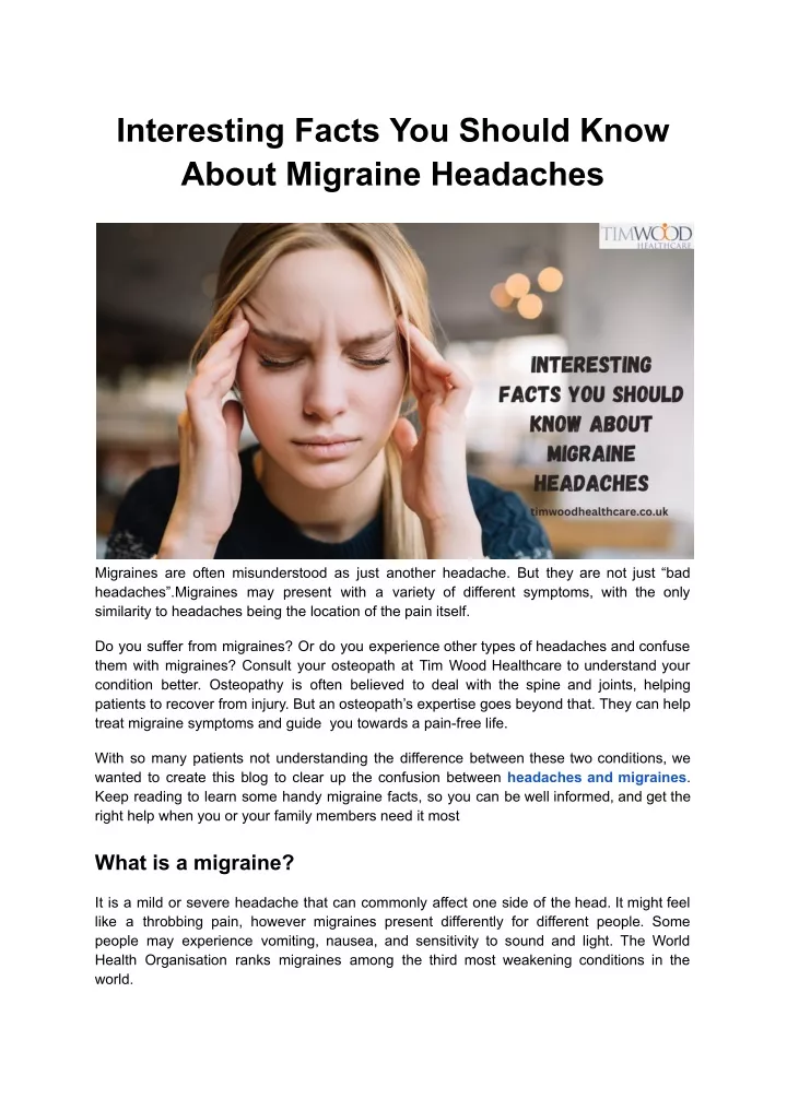interesting facts you should know about migraine