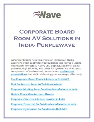 Corporate Board Room AV Solutions in India- Purplewave