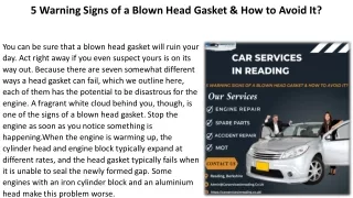 5 warning signs of a blown head gasket how to avoid it