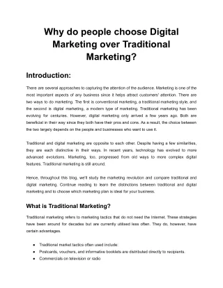 Mobtions - Why do people choose Digital Marketing over Traditional Marketing?