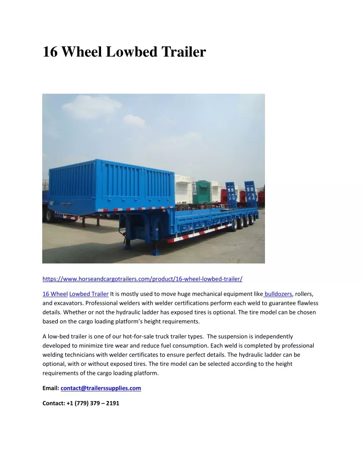 16 wheel lowbed trailer