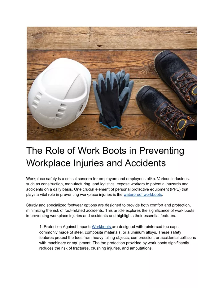 the role of work boots in preventing workplace