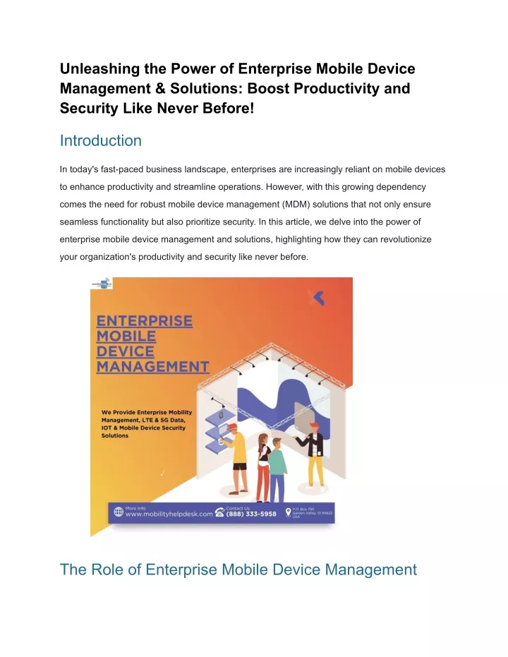 unleashing the power of enterprise mobile device