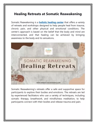 Healing Retreats at Somatic Reawakening