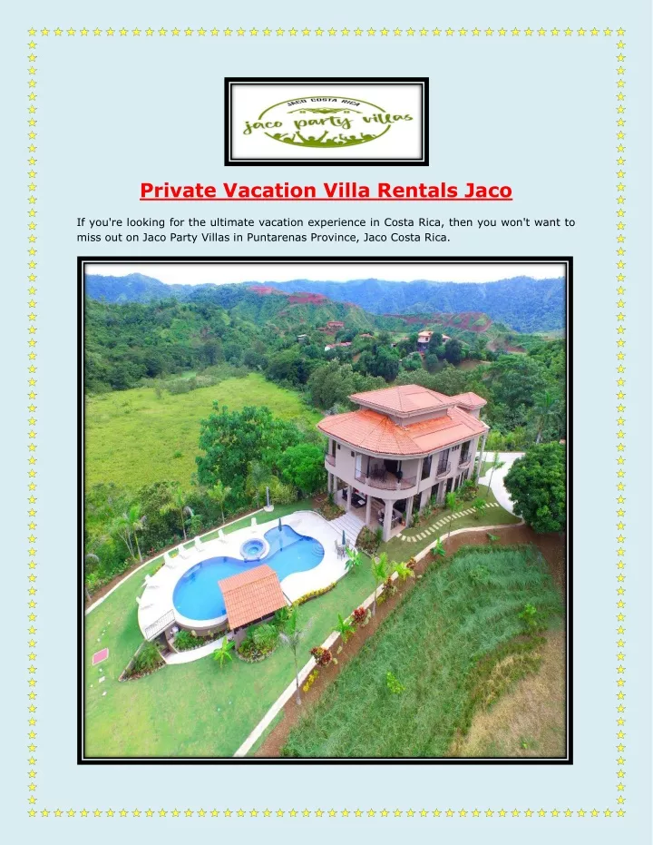 private vacation villa rentals jaco