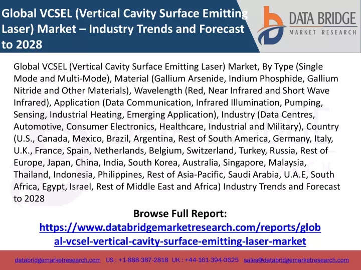 global vcsel vertical cavity surface emitting