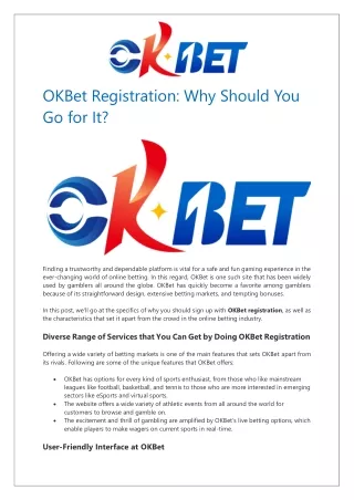 OKBet Registration: Why Should You Go for It?