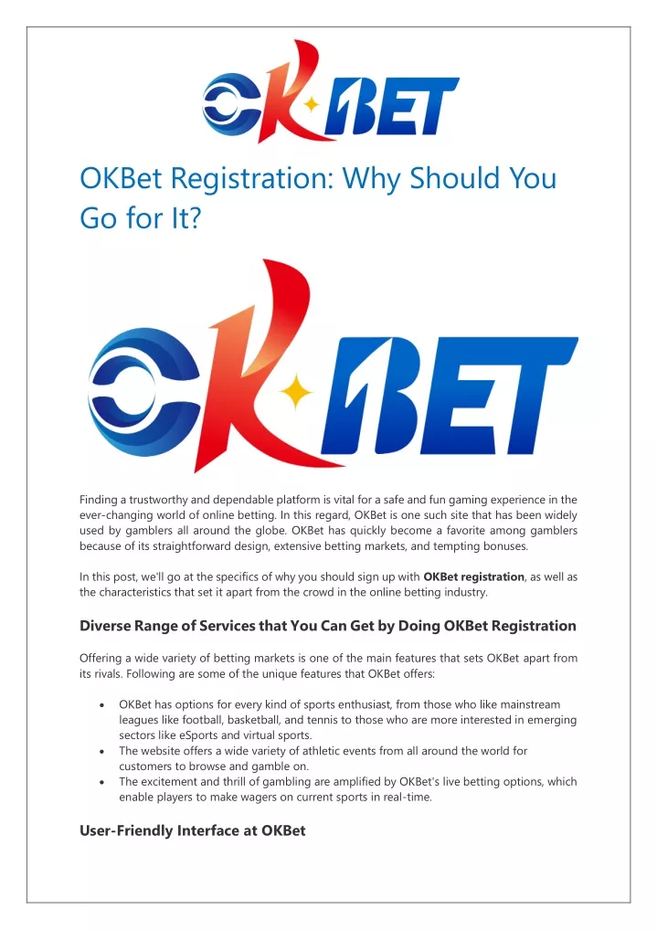 okbet registration why should you go for it