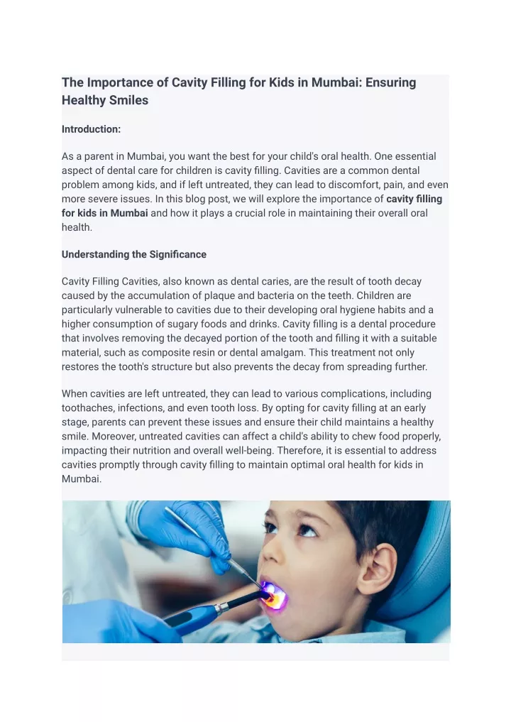 the importance of cavity filling for kids