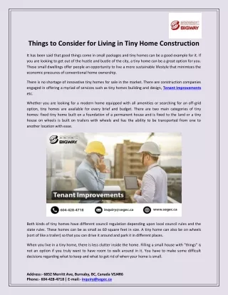 Things to Consider for Living in Tiny Home Construction