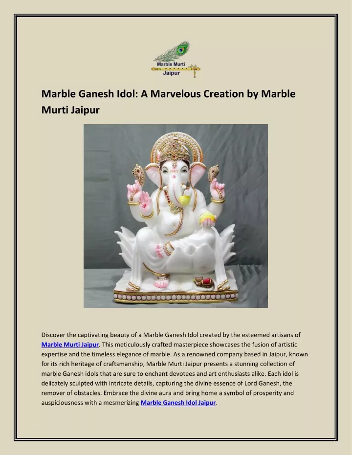 marble ganesh idol a marvelous creation by marble