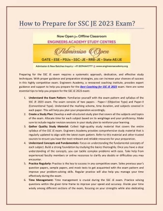 how to prepare for ssc je 2023 exam
