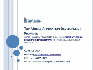 Top Mobile Application Development Provider #baniwalinfotech