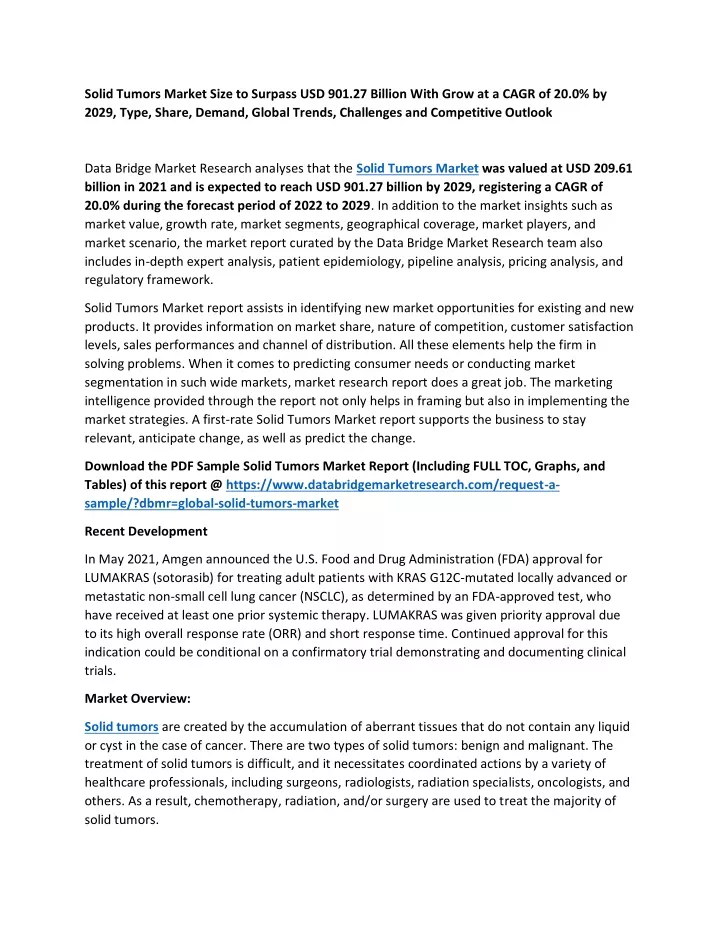 solid tumors market size to surpass