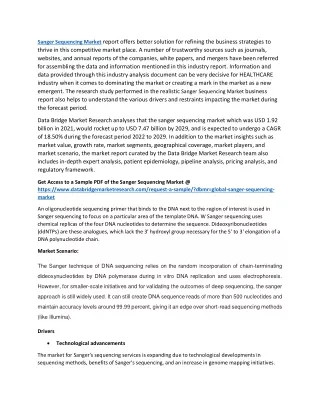 sanger sequencing market report offers better