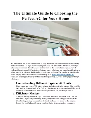 The Ultimate Guide to Choosing the Perfect AC for Your Home
