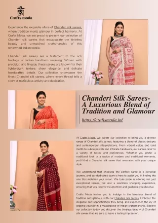 Chanderi Silk Sarees- A Luxurious Blend of Tradition and Glamour