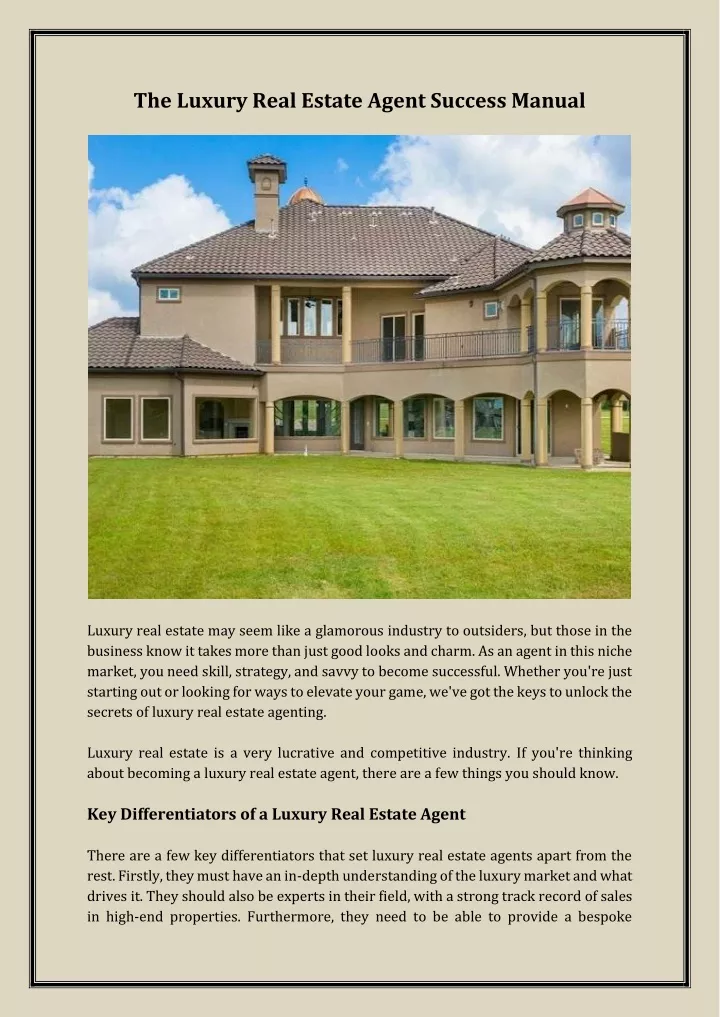 the luxury real estate agent success manual