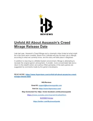 unfold all about assassin s creed mirage release
