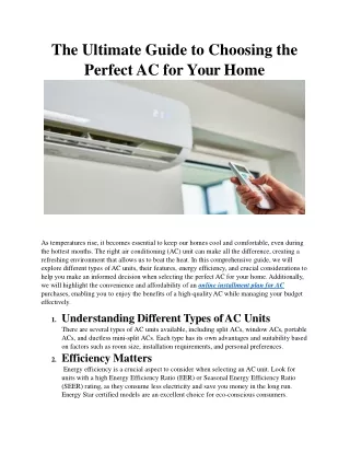 The Ultimate Guide to Choosing the Perfect AC for Your Home