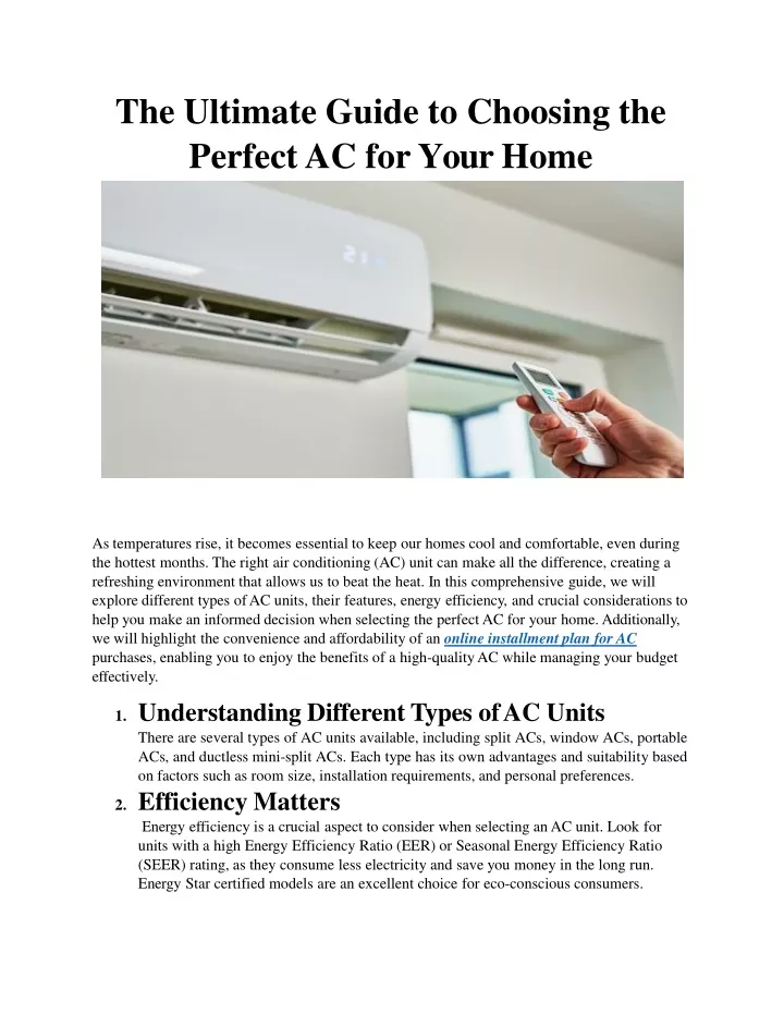 the ultimate guide to choosing the perfect ac for your home