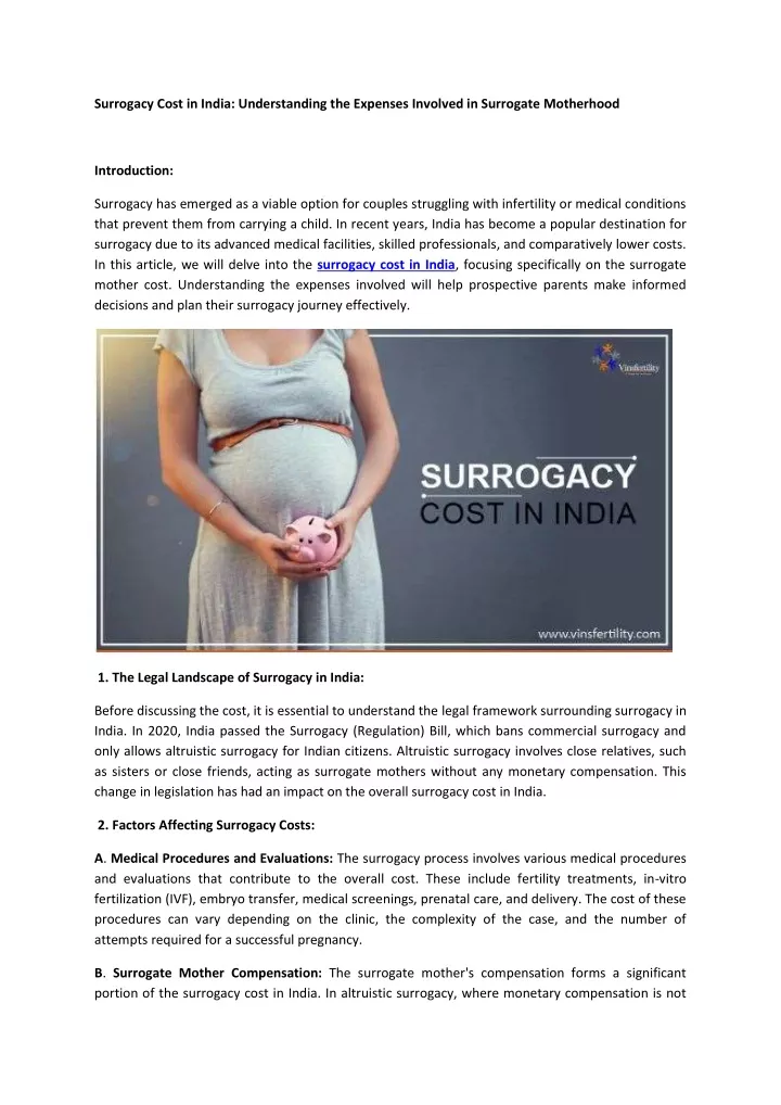 Ppt Surrogacy Cost In India Understanding The Expenses Involved In Surrogate Mother 