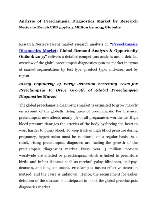 analysis of preeclampsia diagnostics market