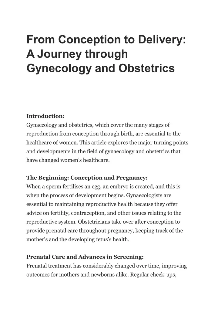 from conception to delivery a journey through