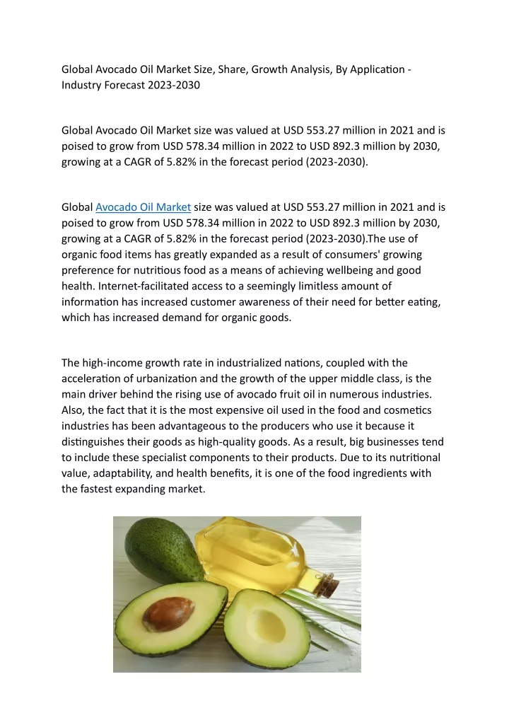 global avocado oil market size share growth