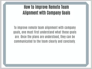how to improve remote team alignment with company