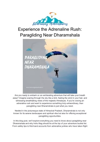 Experience the Adrenaline Rush_ Paragliding Near Dharamshala