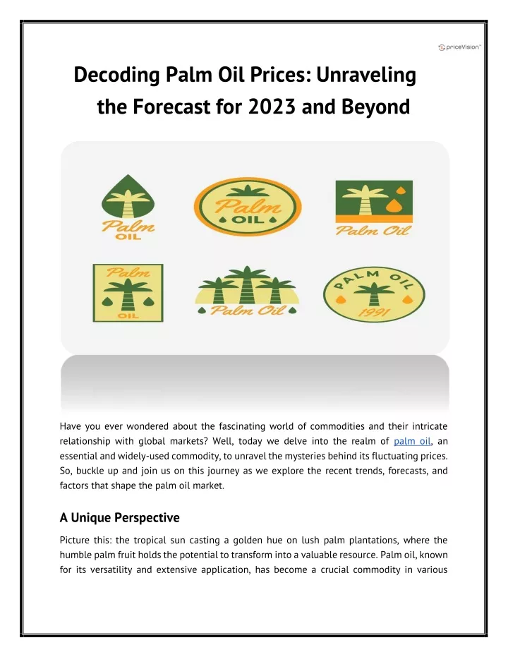 decoding palm oil prices unraveling the forecast
