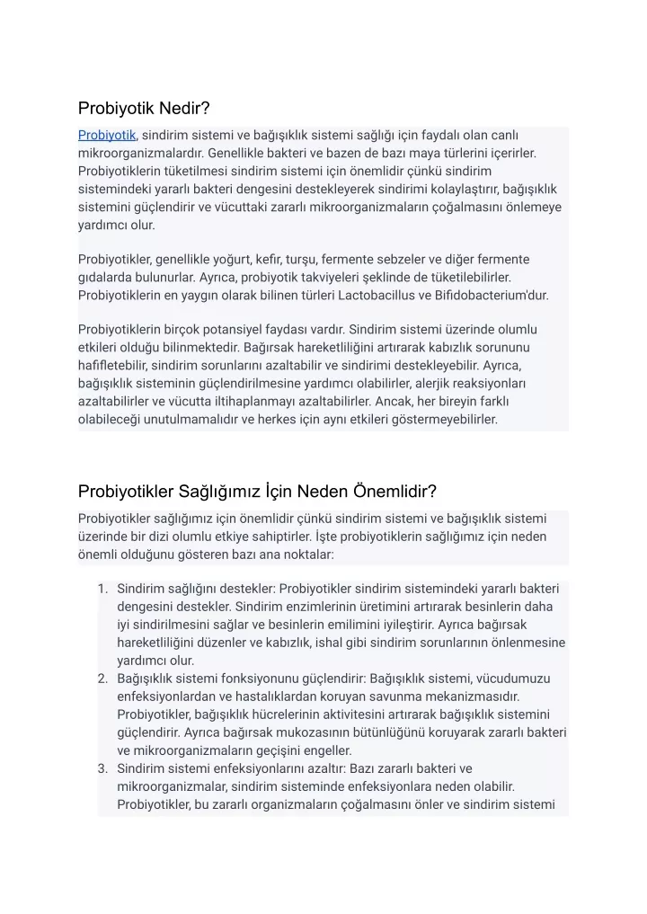 probiyotik nedir