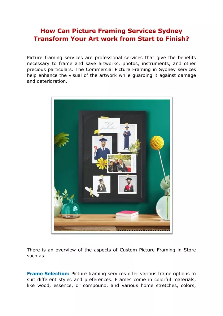 how can picture framing services sydney transform