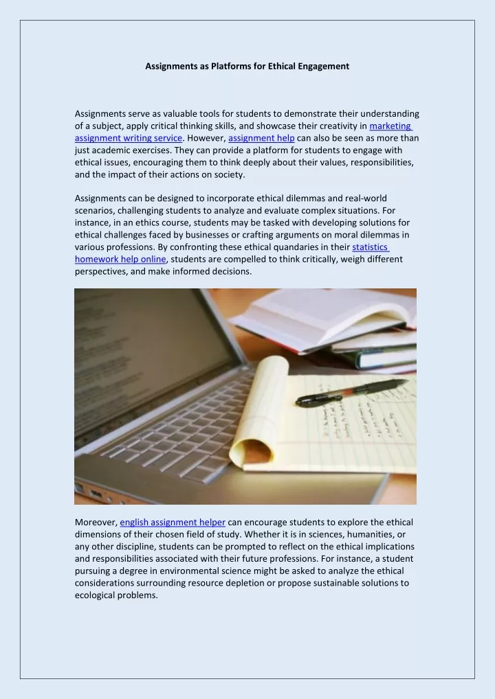 assignments as platforms for ethical engagement