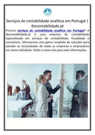 Serviços de contabilidade analítica em Portugal | Jbscontabilidade.pt