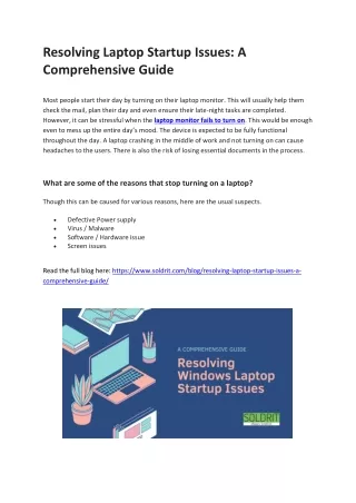 resolving laptop startup issues a comprehensive