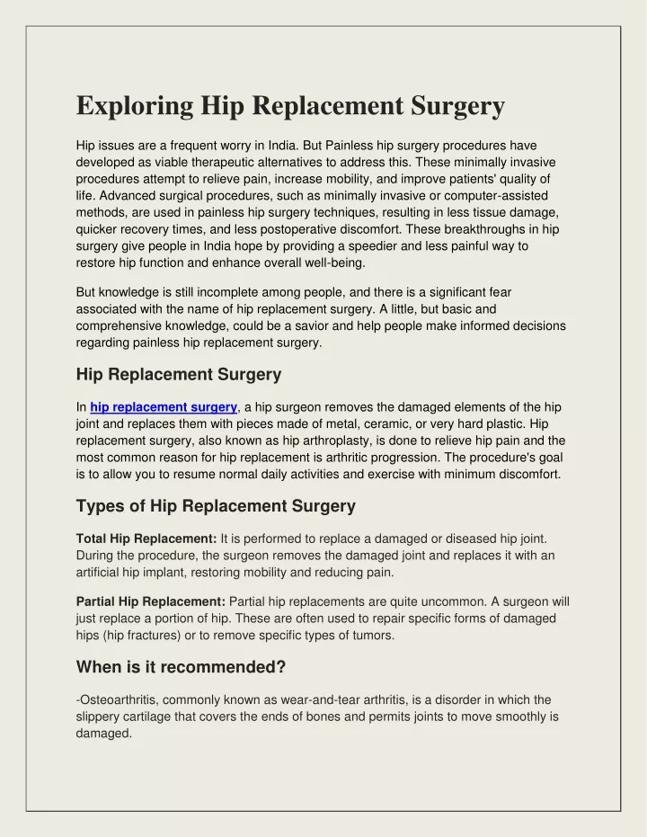exploring hip replacement surgery