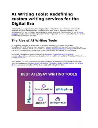 AI Writing Tools Redefining custom writing services for the Digital Era