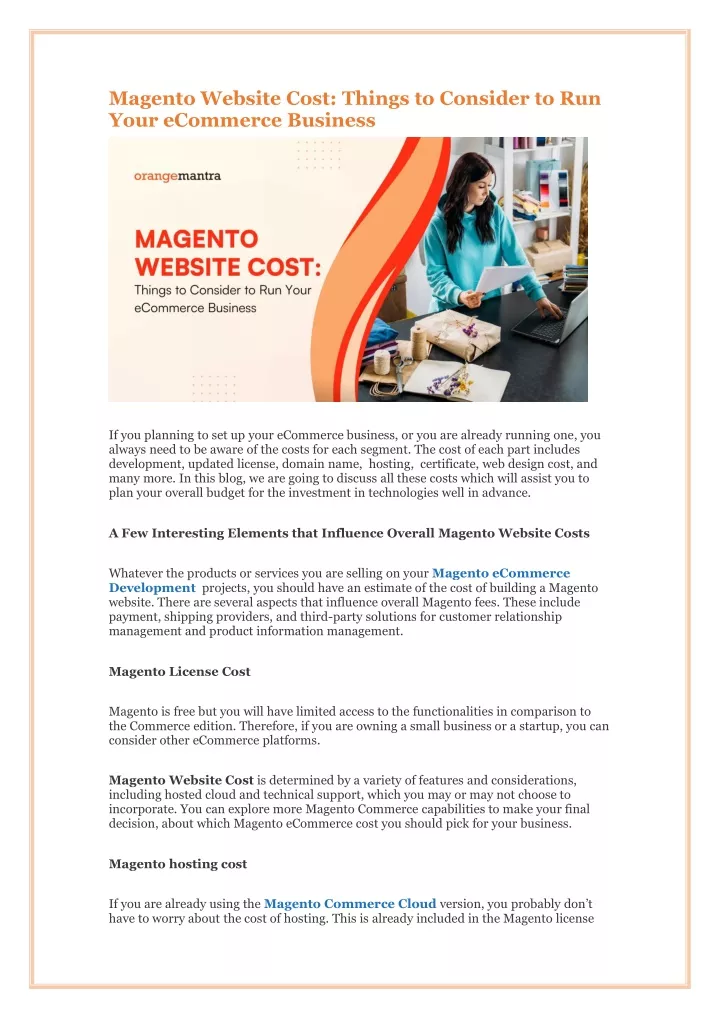 magento website cost things to consider