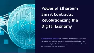 Unlocking the Power of Ethereum Smart Contracts: Revolutionizing the Digital Eco
