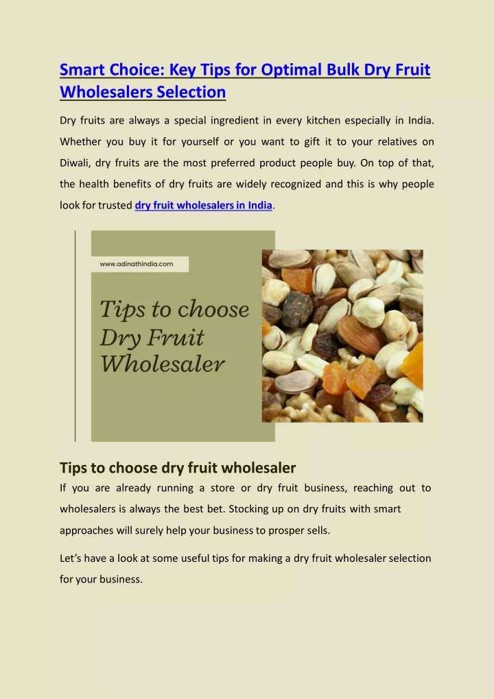 smart choice key tips for optimal bulk dry fruit