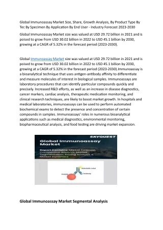 Global Immunoassay Market Size