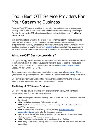 OTT Service Providers