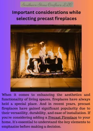 Important considerations while selecting precast fireplaces