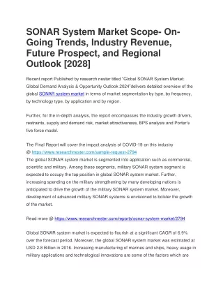 sonar system market scope on going trends