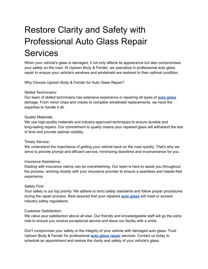 restore clarity and safety with professional auto